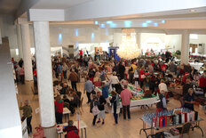 View of the 2018 Xmas Fayre showing stalls and customers